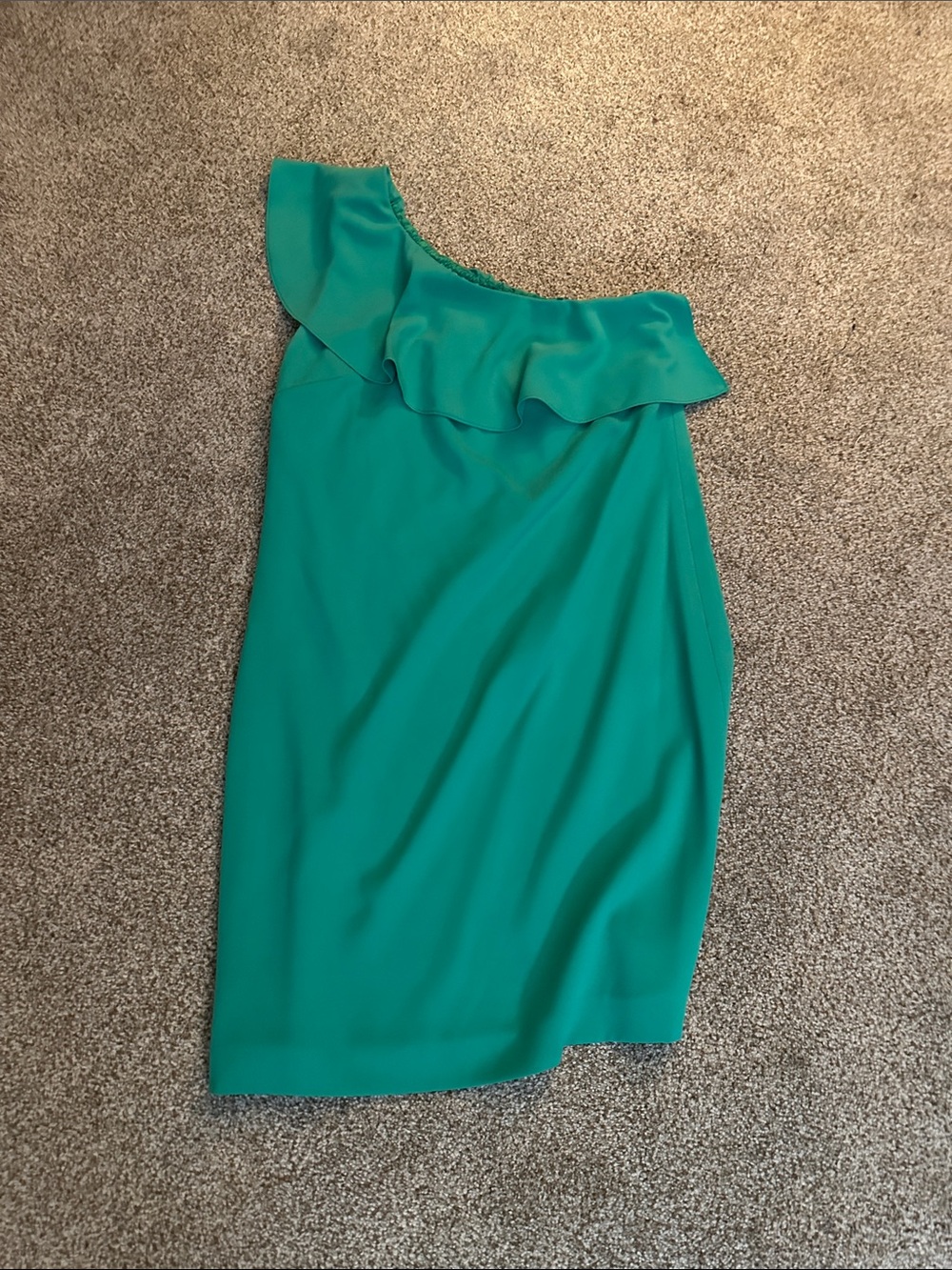 Gianni Bini Teal One-Shoulder Ruffle Dress